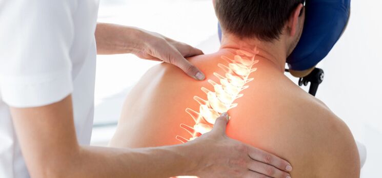 A patient with osteochondrosis is examined by a doctor